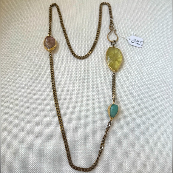 3 Stone Long Necklace - Picture 1 of 6